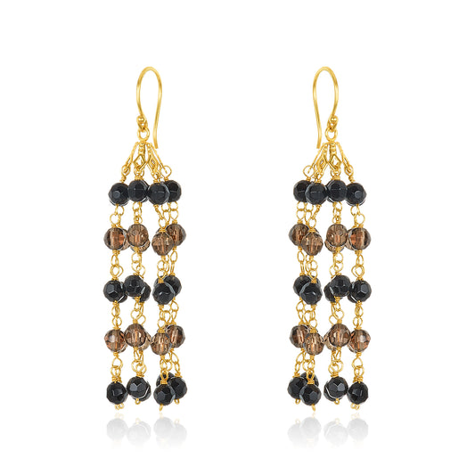 Onyx & Quartz Raindrop Earrings
