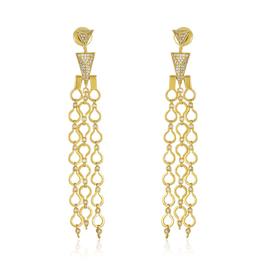 Triple Strand Pav'e Triangle Jacket Diamond Earring