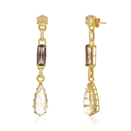 Rutilated Quartz & Diamond Earrings