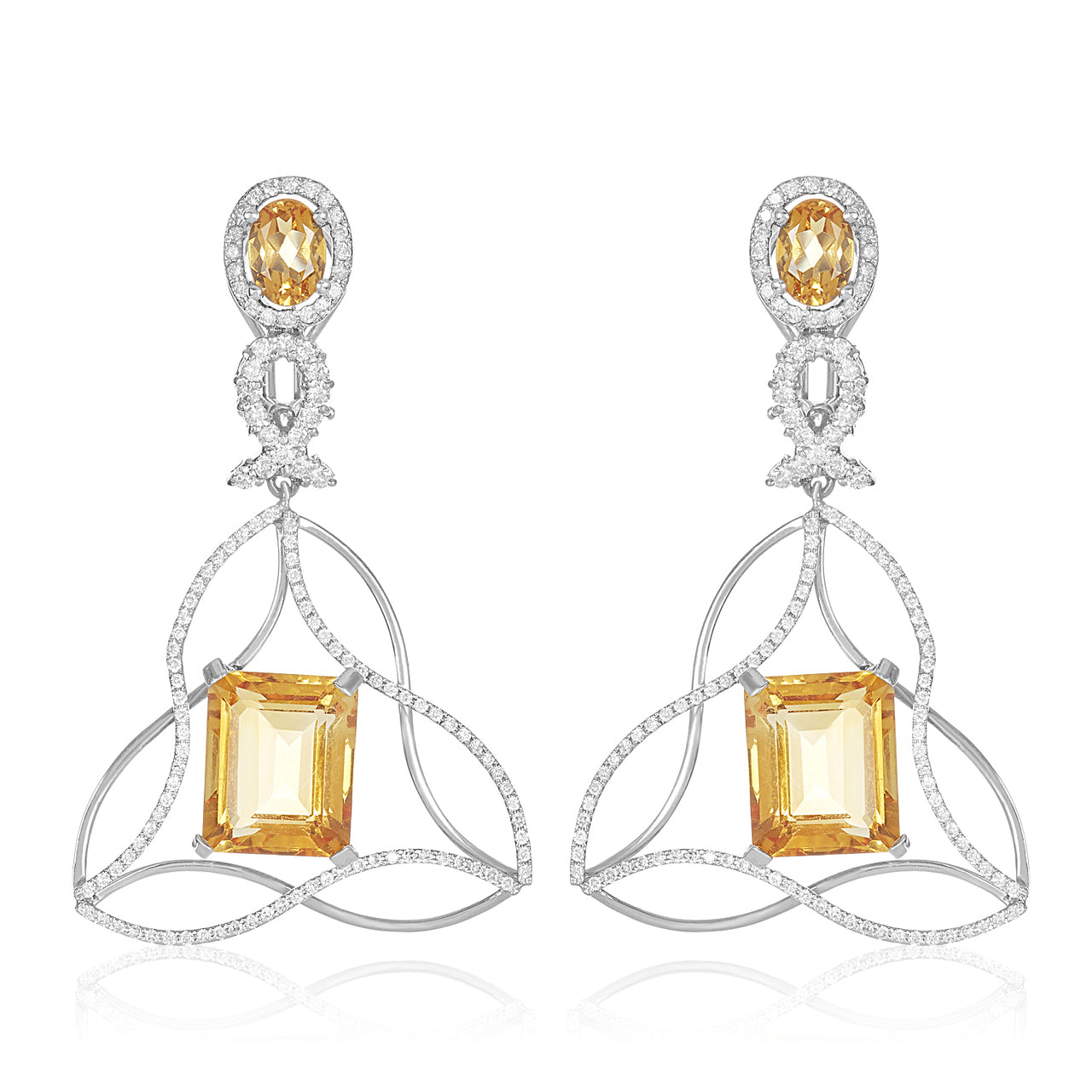 Criss Cross Citrine Diamond Earring