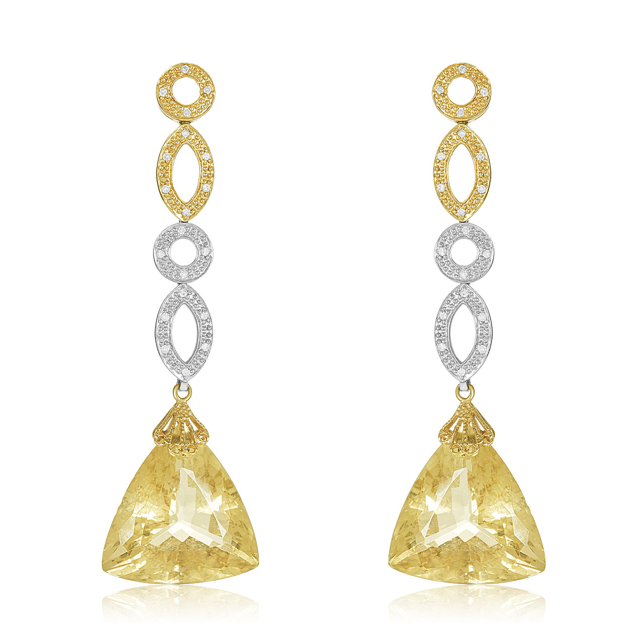 Two Toned Citrine Diamond Earring
