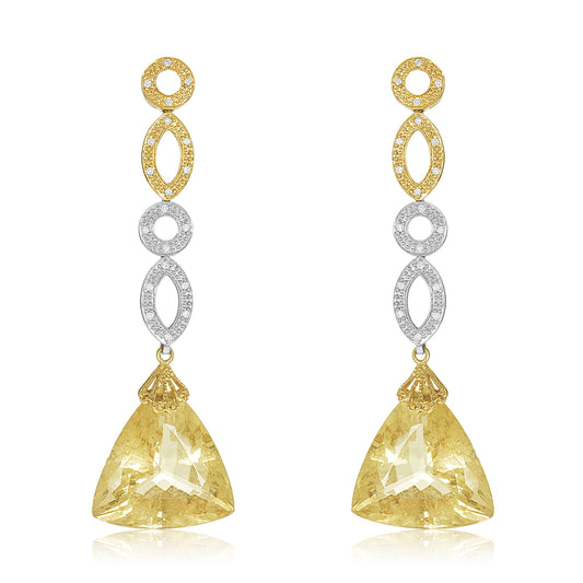 Two Toned Citrine Diamond Earring