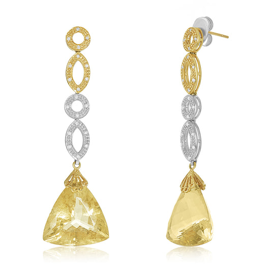 Two Toned Citrine Diamond Earring