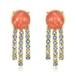 Load image into Gallery viewer, Blue Sapphire Raindrop Coral Earrings