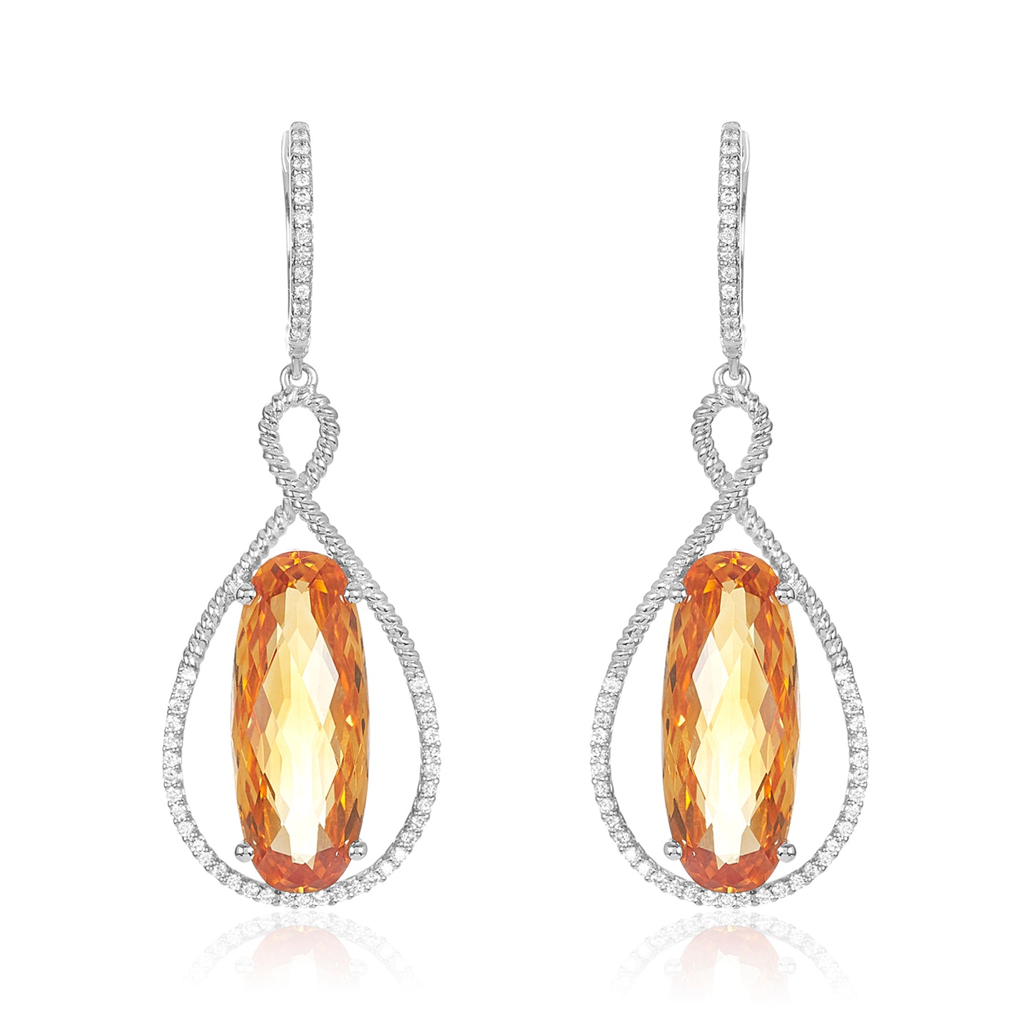 Twist Citrine & Diamond Earrings