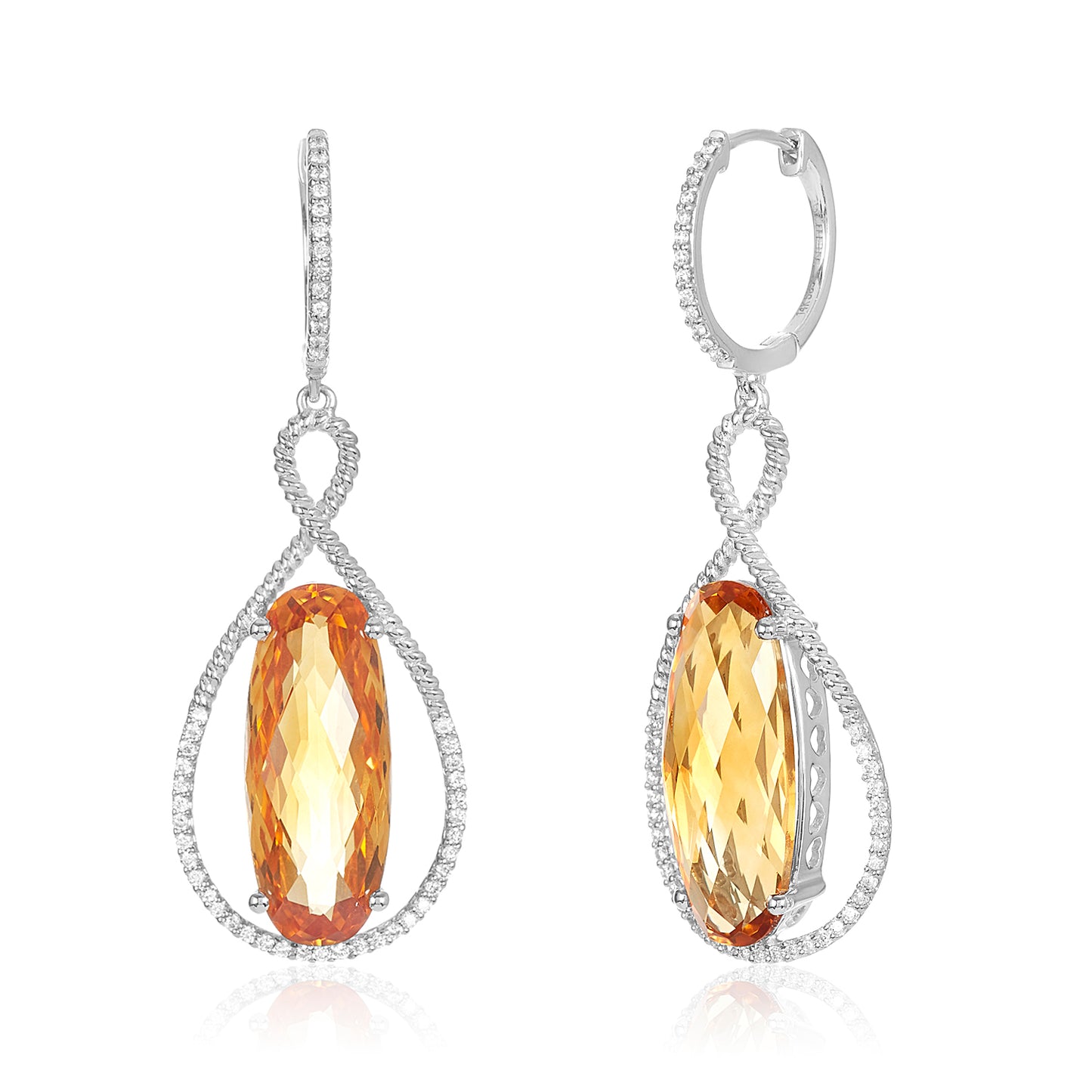 Twist Citrine & Diamond Earrings