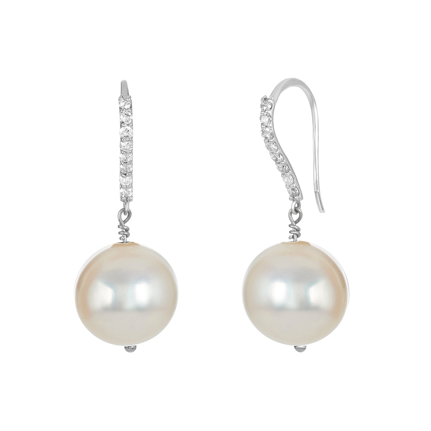 Diamond Pearl Drop Earrings