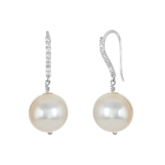 Diamond Pearl Drop Earrings