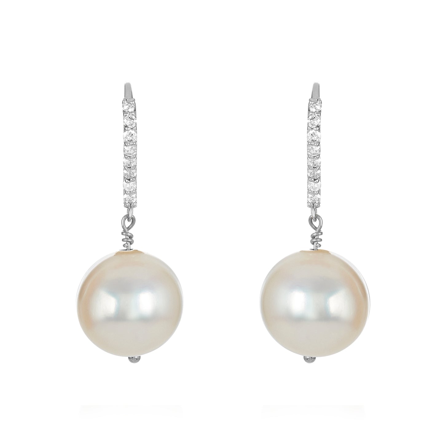 Diamond Pearl Drop Earrings