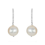 Load image into Gallery viewer, Diamond Pearl Drop Earrings