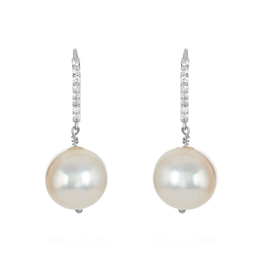 Diamond Pearl Drop Earrings