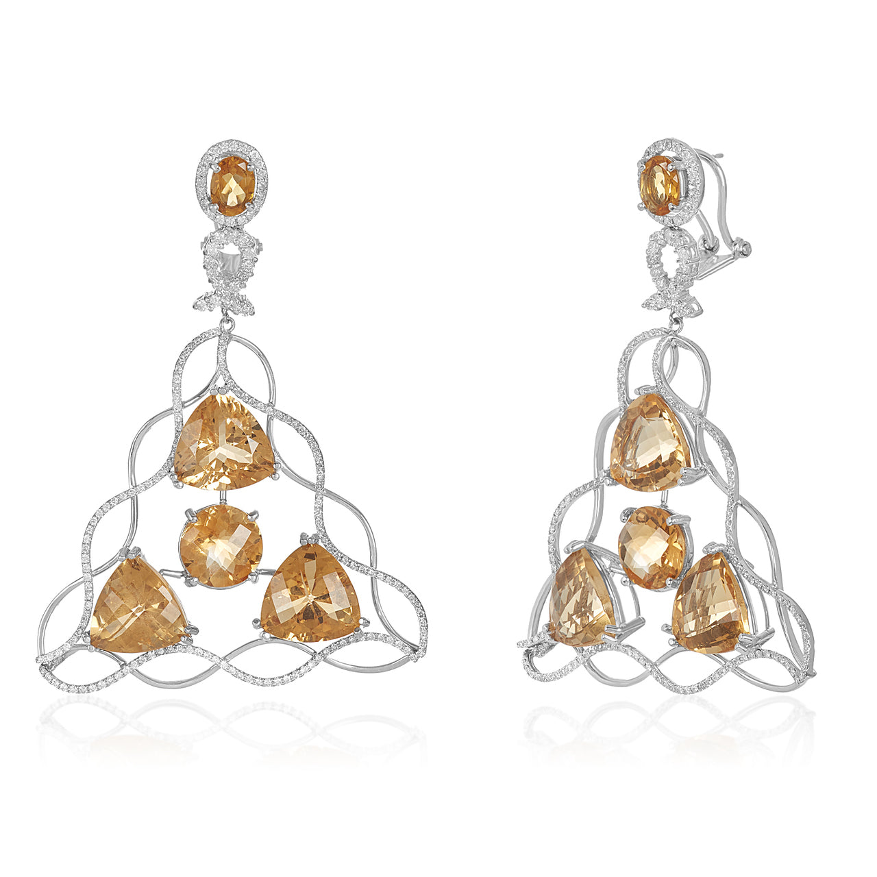 Mega Criss Cross Citrine Diamond Earring