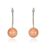 Load image into Gallery viewer, Drop Coral Earring & Champagne Diamond