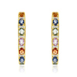 Load image into Gallery viewer, Multi-colored Sapphire & Diamond Hoop Earrings