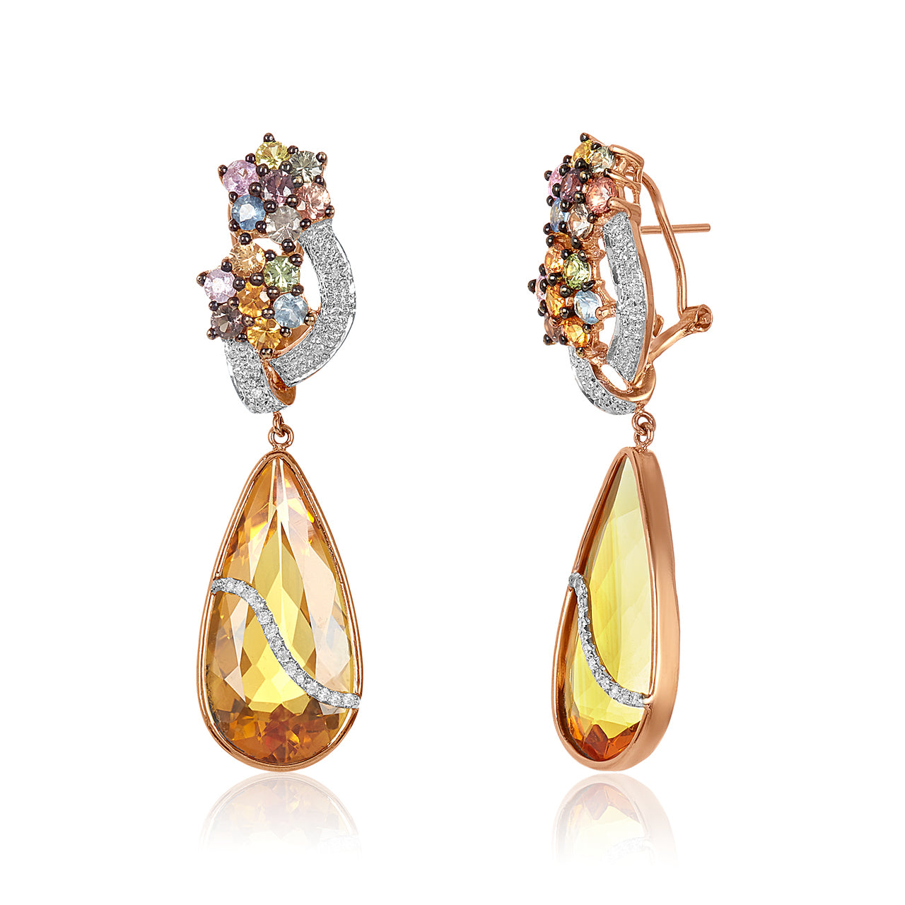 Multi Sapphire, Citrine & Diamond Earring