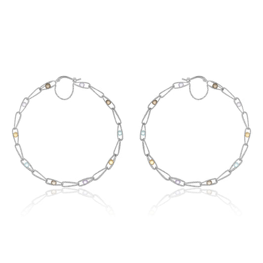Nehita 55mm Gemstone Hoop Earring