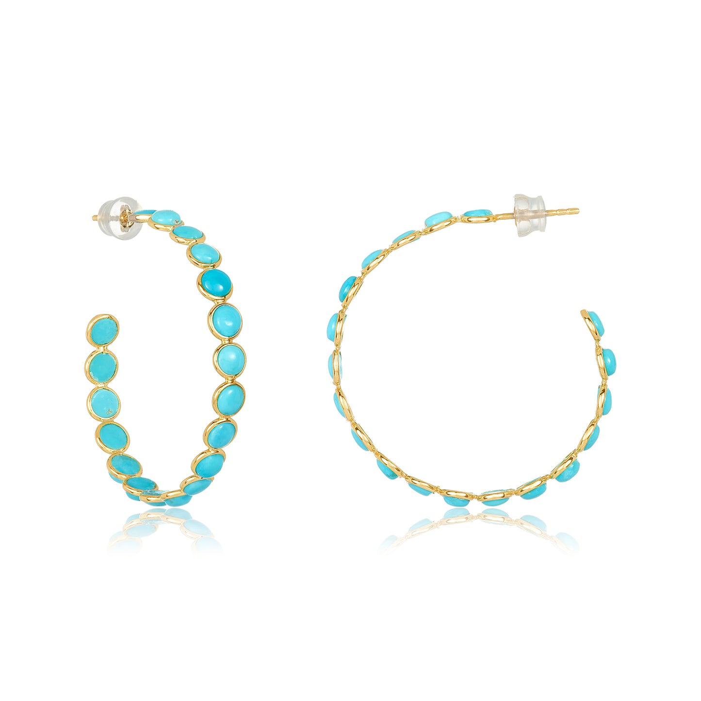 18 Karat Turquoise Hoop Earrings