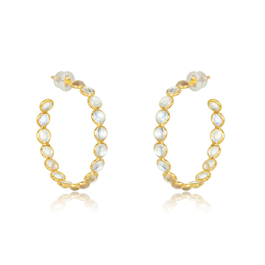 18 Karat Moonstone Hoop Earrings