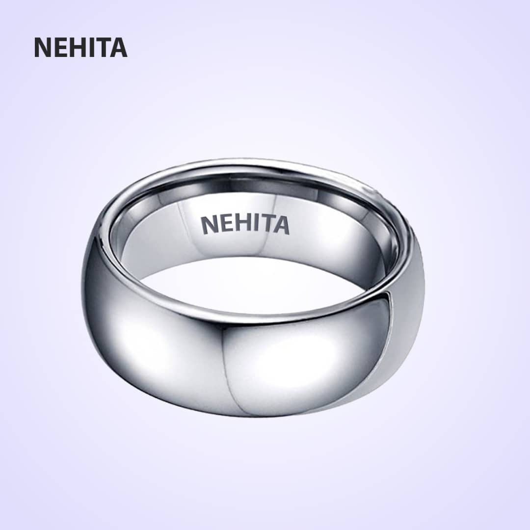 Nehiita Brushed Matte Finish Silver Tungsten Ring