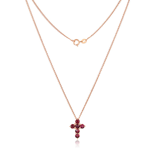 Nehita Mini Rose Gold Garnet Cross
