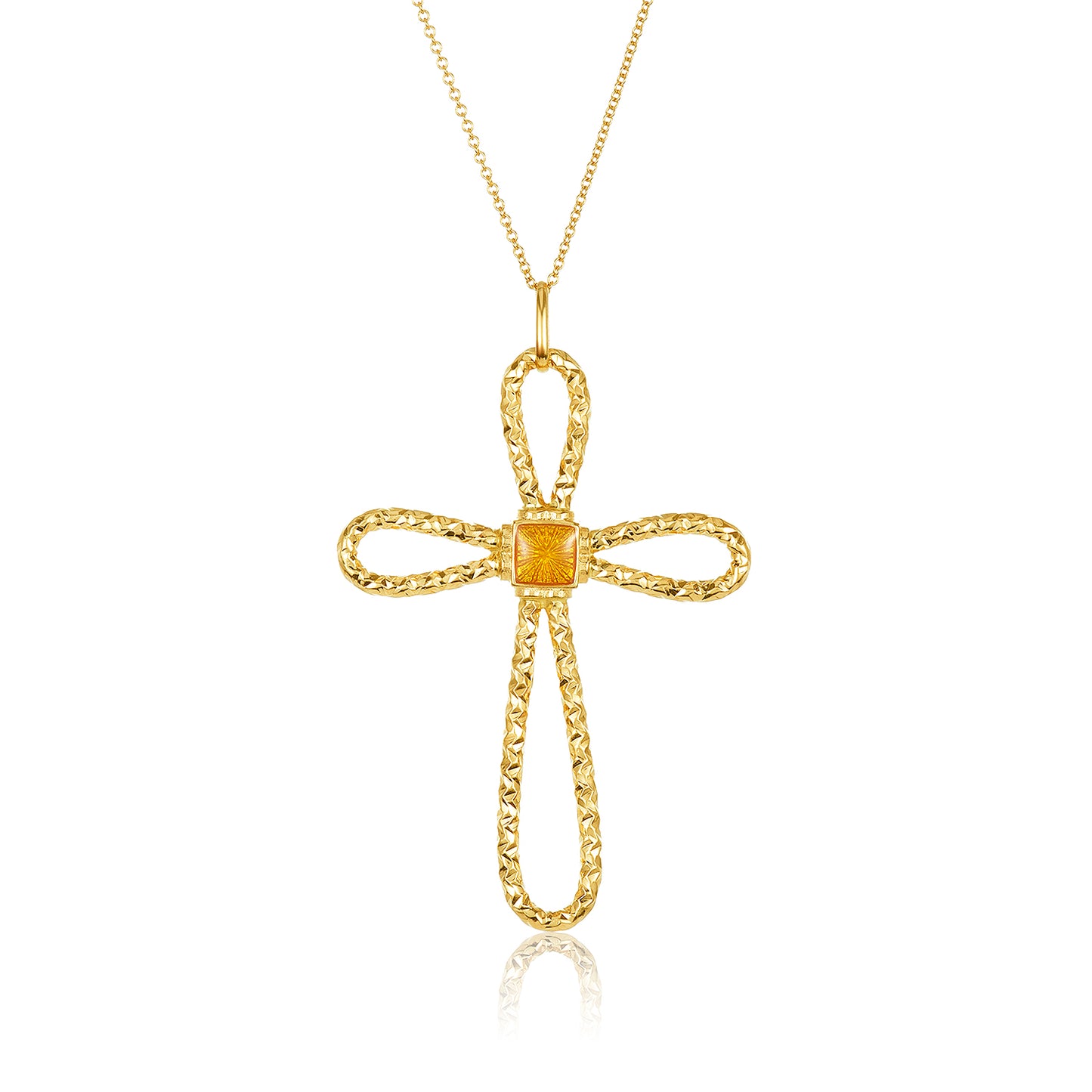 Enamel Citrine Cross Pendant