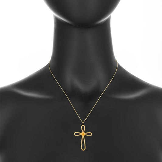 Enamel Citrine Cross Pendant