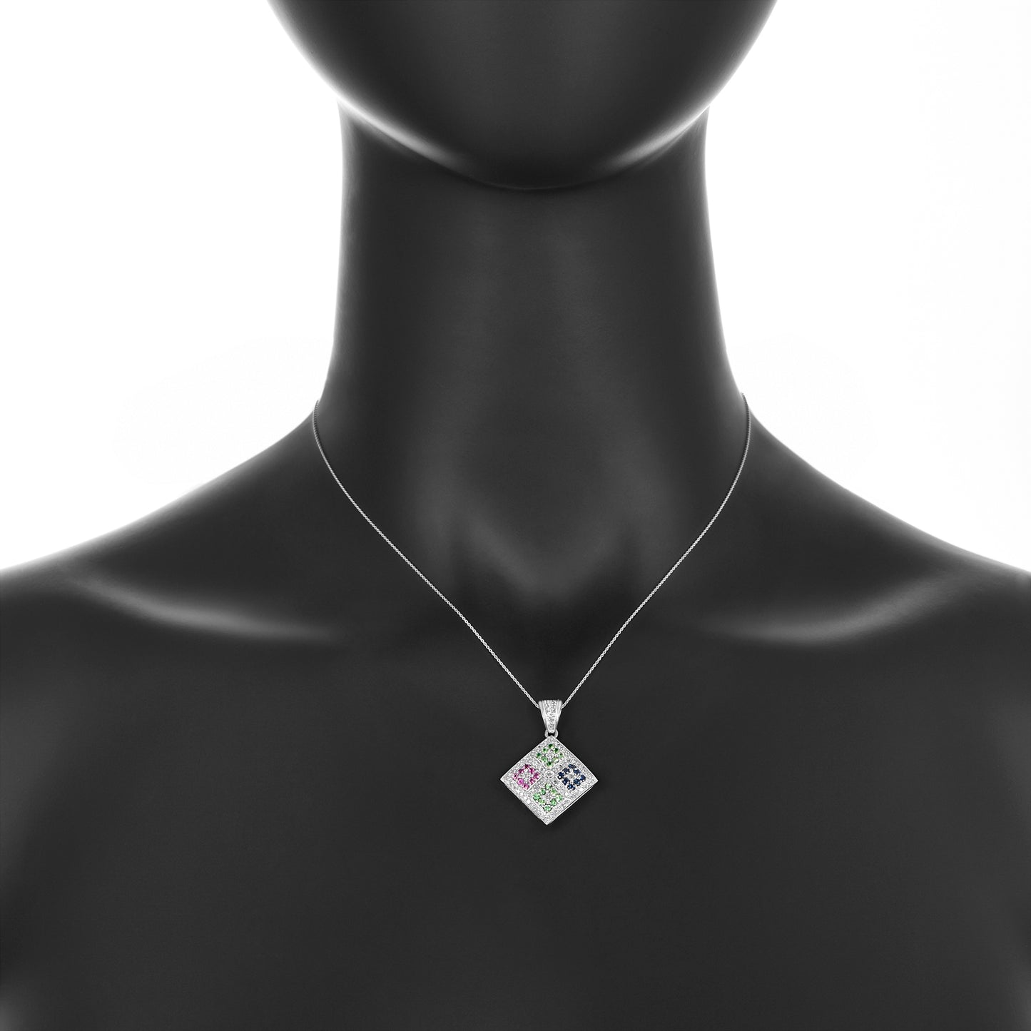 Quad Amethyst & Diamond Gemstone Pendant