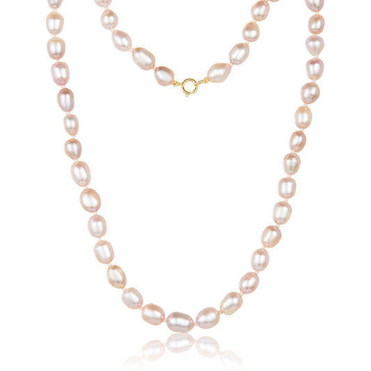 Nehita Double Layer Natural Rice Pink Pearl Necklace