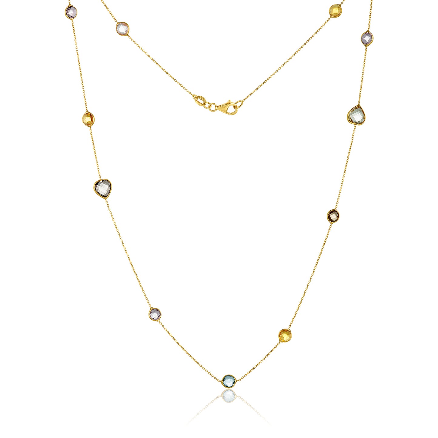 Rainbow Gemstone Chain ~ Yellow Gold