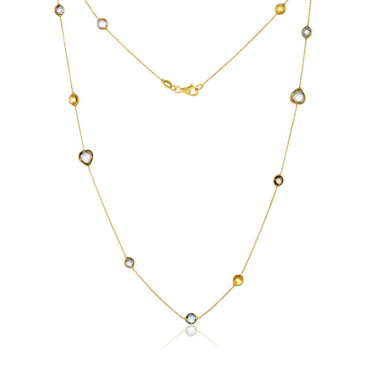Rainbow Gemstone Chain ~ Yellow Gold
