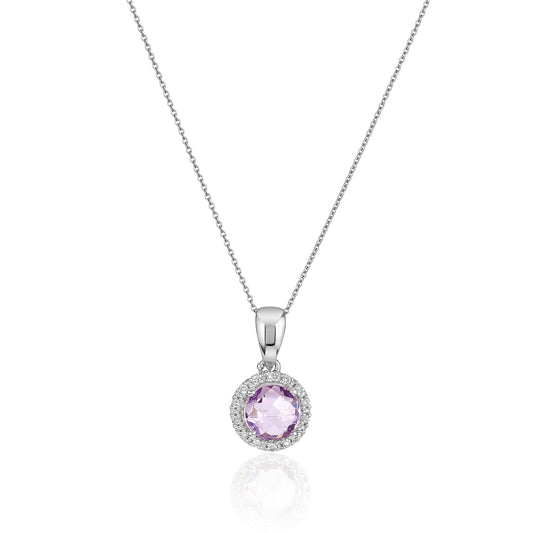 Amethyst & Diamond Birthstone Pendant ~ February Birthstone