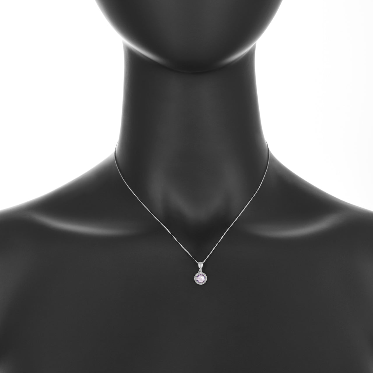 Amethyst & Diamond Birthstone Pendant ~ February Birthstone