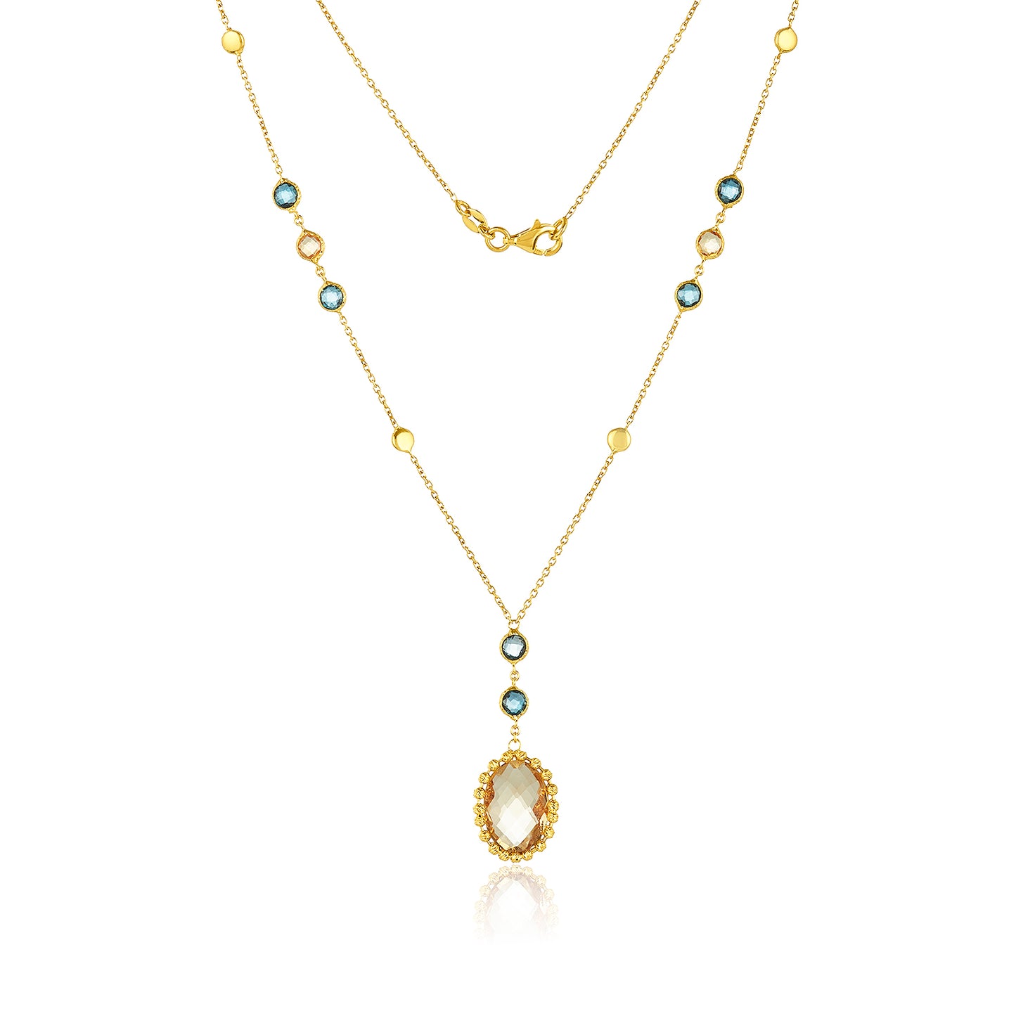 Citrine & London Blue Topaz Necklace