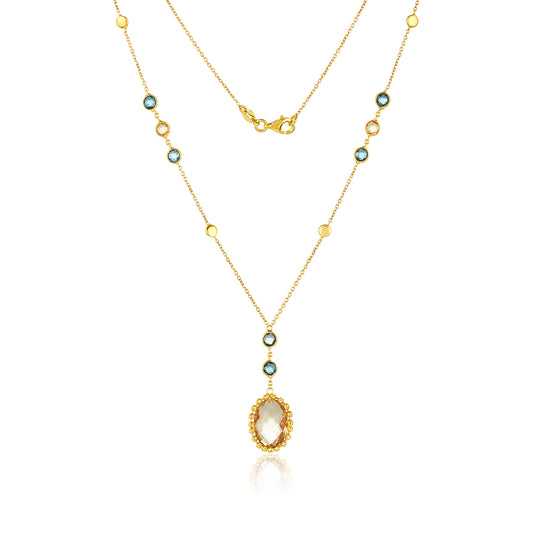 Citrine & London Blue Topaz Necklace