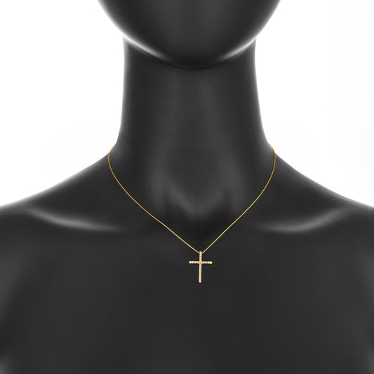 18k Yellow Gold Diamond Cross Pendant