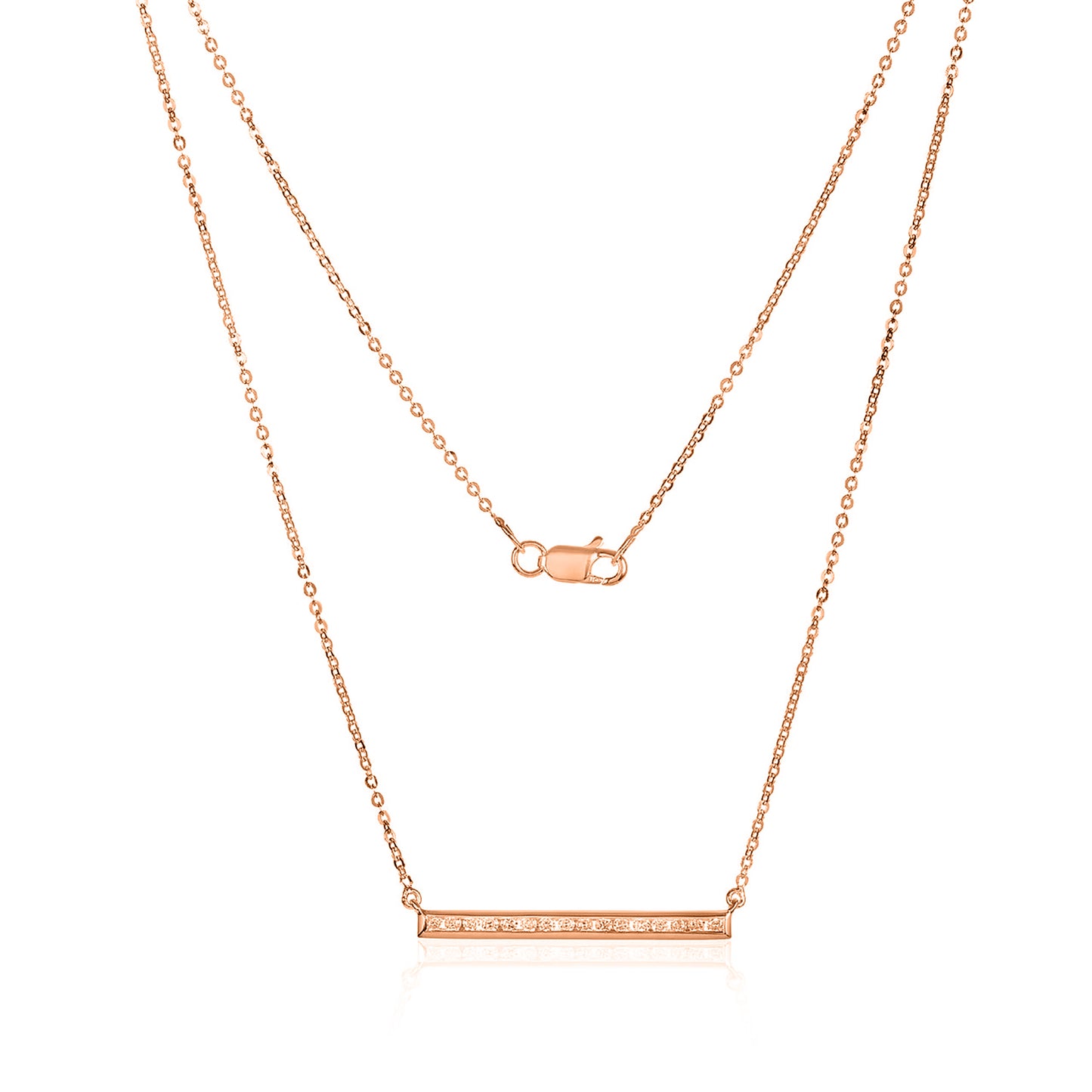 Rose Gold Diamond Bar Necklace