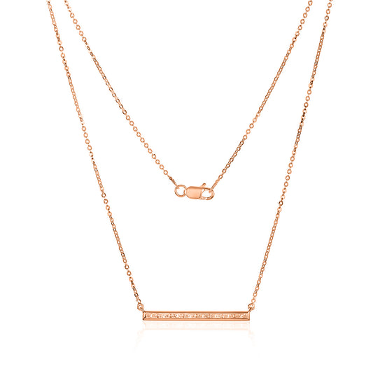 Rose Gold Diamond Bar Necklace