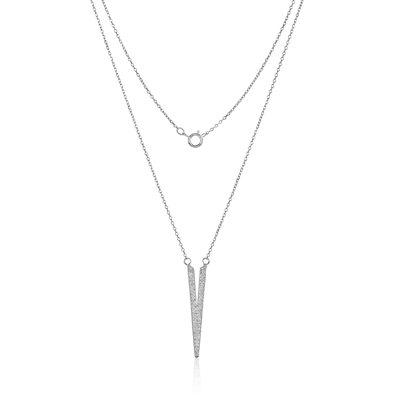 White Gold Split Dagger Diamond Pendant