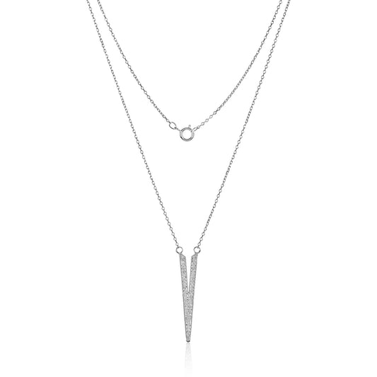 White Gold Split Dagger Diamond Pendant