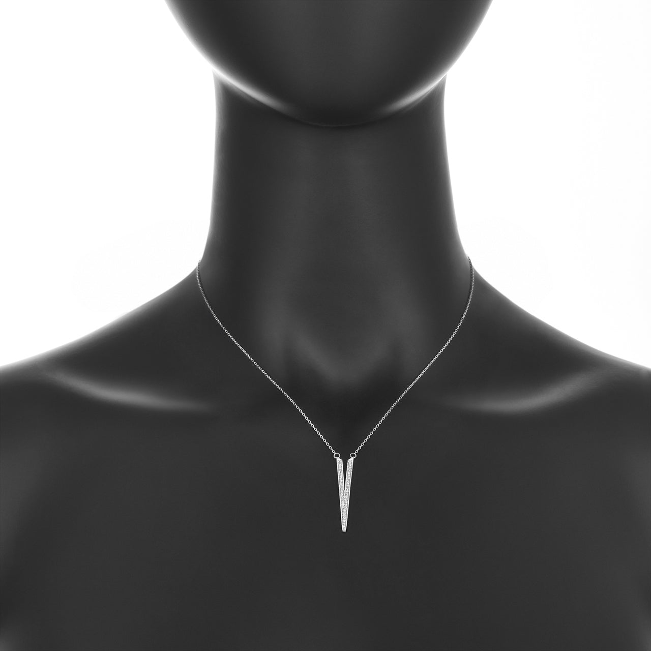 White Gold Split Dagger Diamond Pendant