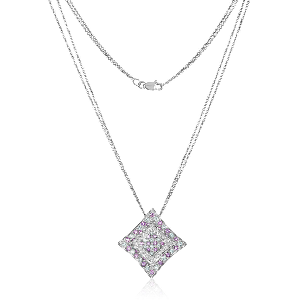 Double Chain Diamond & Amethyst Pendant