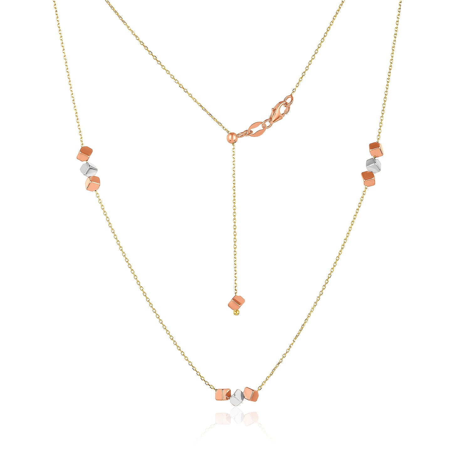 Tri-Gold Box Chain Necklace