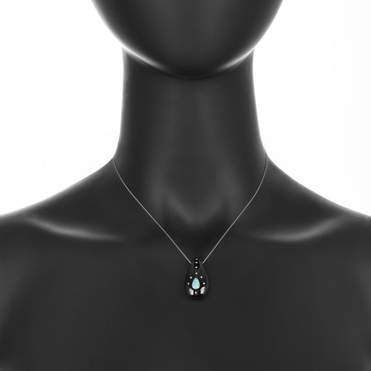 Black Onyx, Blue Agate, Diamond Pendant