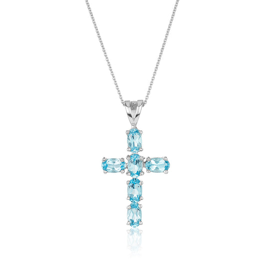 Blue Topaz Cross Pendant