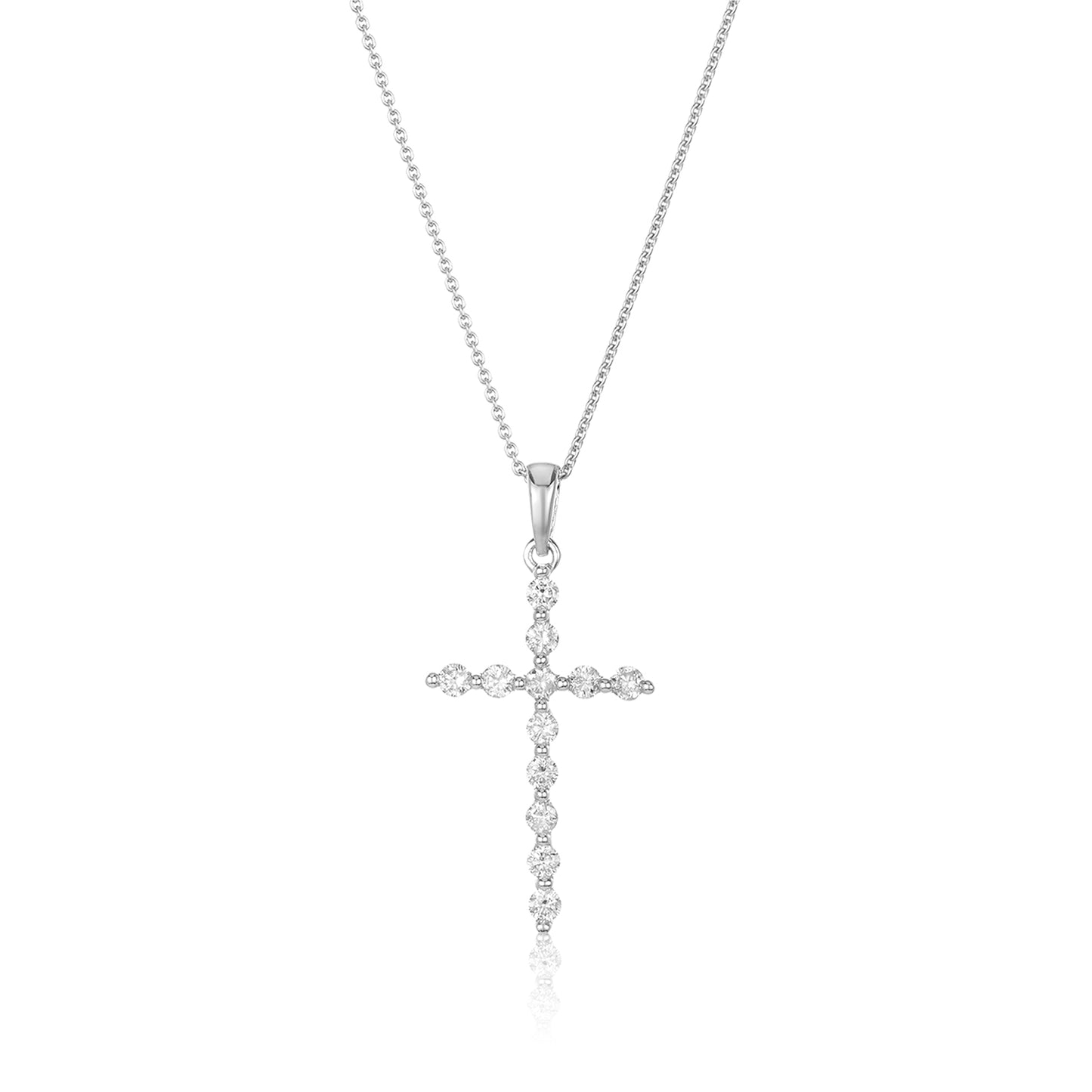 18k White Gold Diamond Cross Pendant