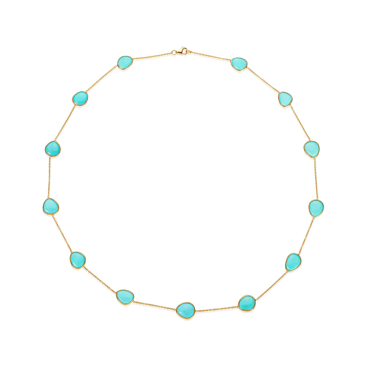 Oval Turquoise & Yellow Gold Necklace