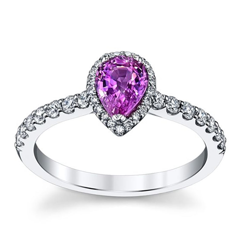 Pear Shaped 3 Prong Setting Amethyst Engagement Ring