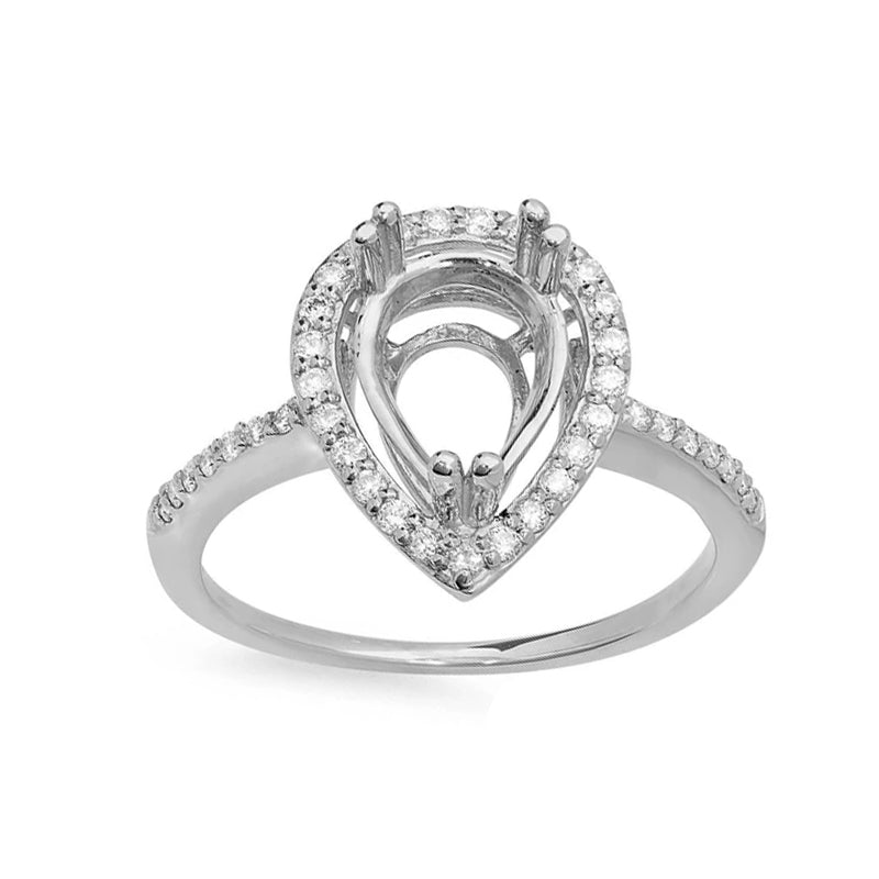 Halo Semi Mount Engagement Ring Setting For 8mmx5mm Pear Shape Stone