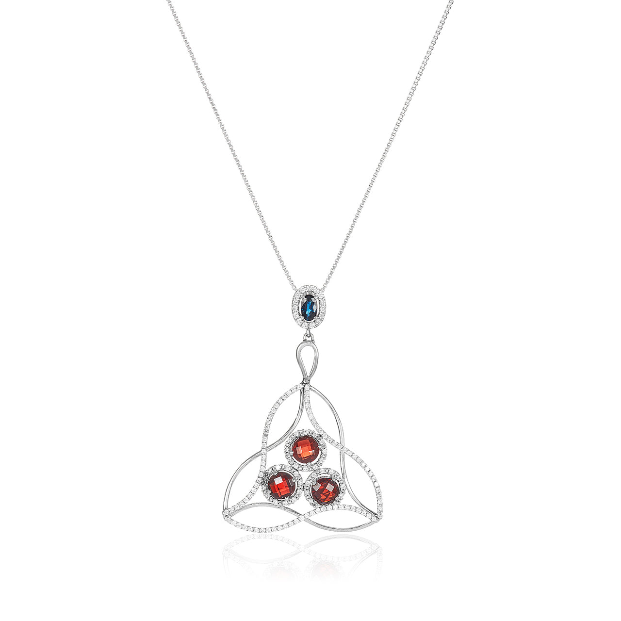 Kris Cross Topaz, Garnet & Diamond Pendant
