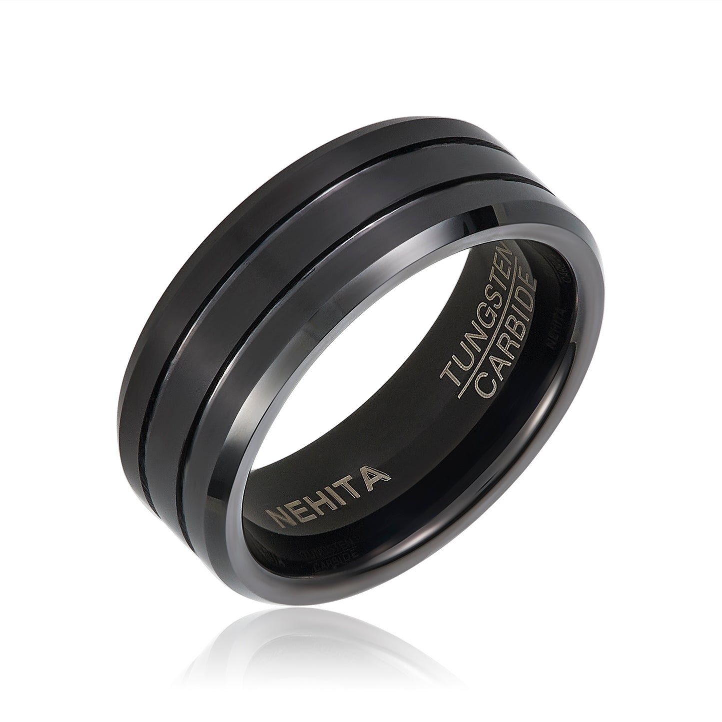 Nehita Double Channel Men's Tungsten Band